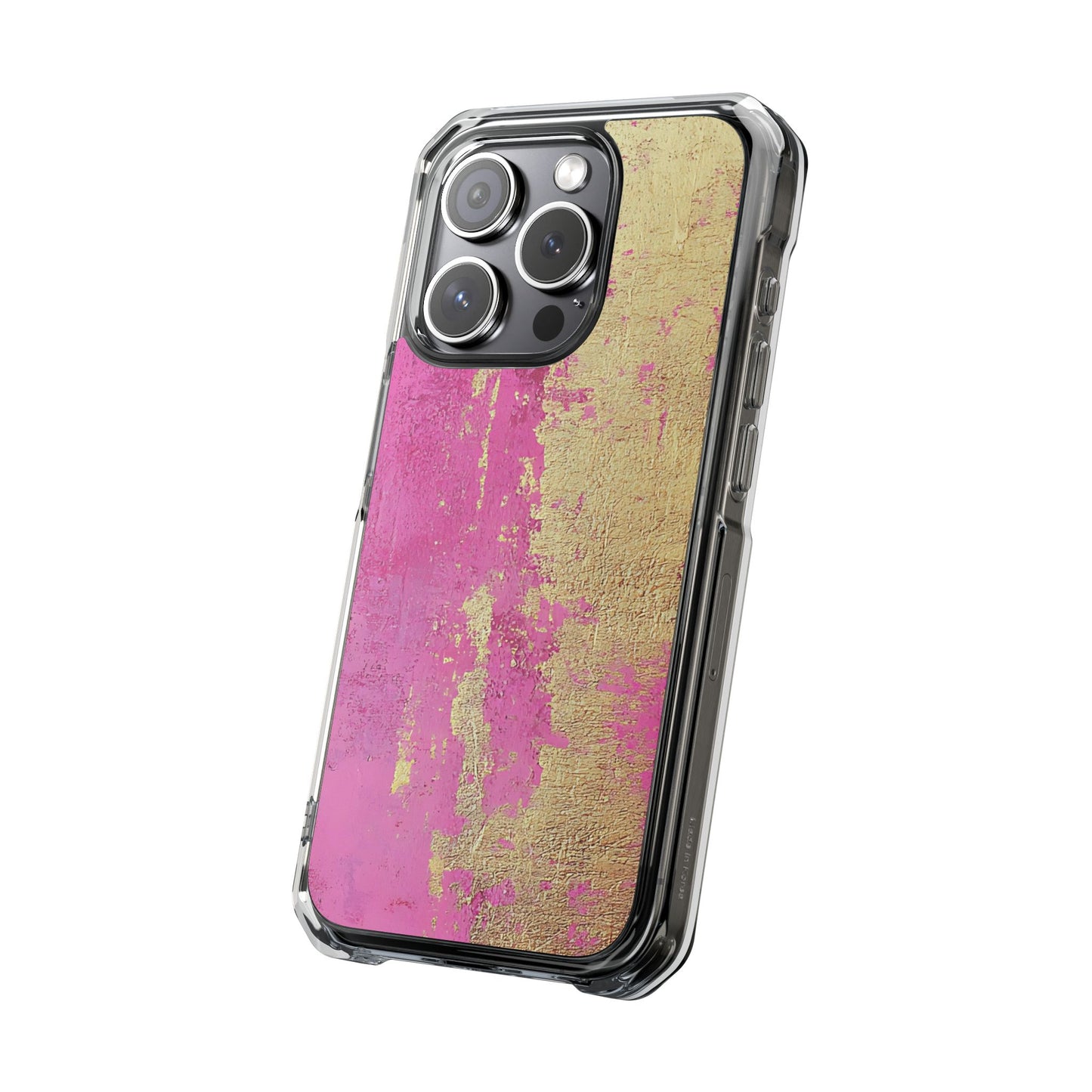 Stylish Magnetic Phone Case, Pink and Gold Phone Cover, Clear Impact Case for iPhone, Trendy Phone Accessories, Unique Gift Idea