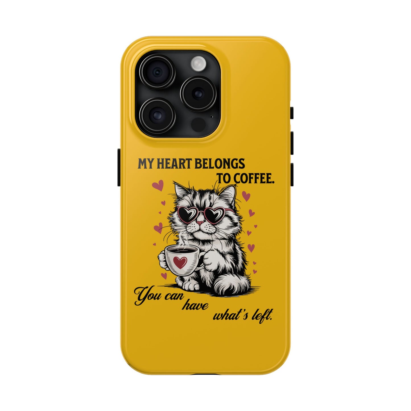 Coffee Lover Cat Phone Case - Cute Tough Phone Cover, Cat Mom Gift, Pet Lover Accessory, Coffee Addict Case, Unique Phone Protector
