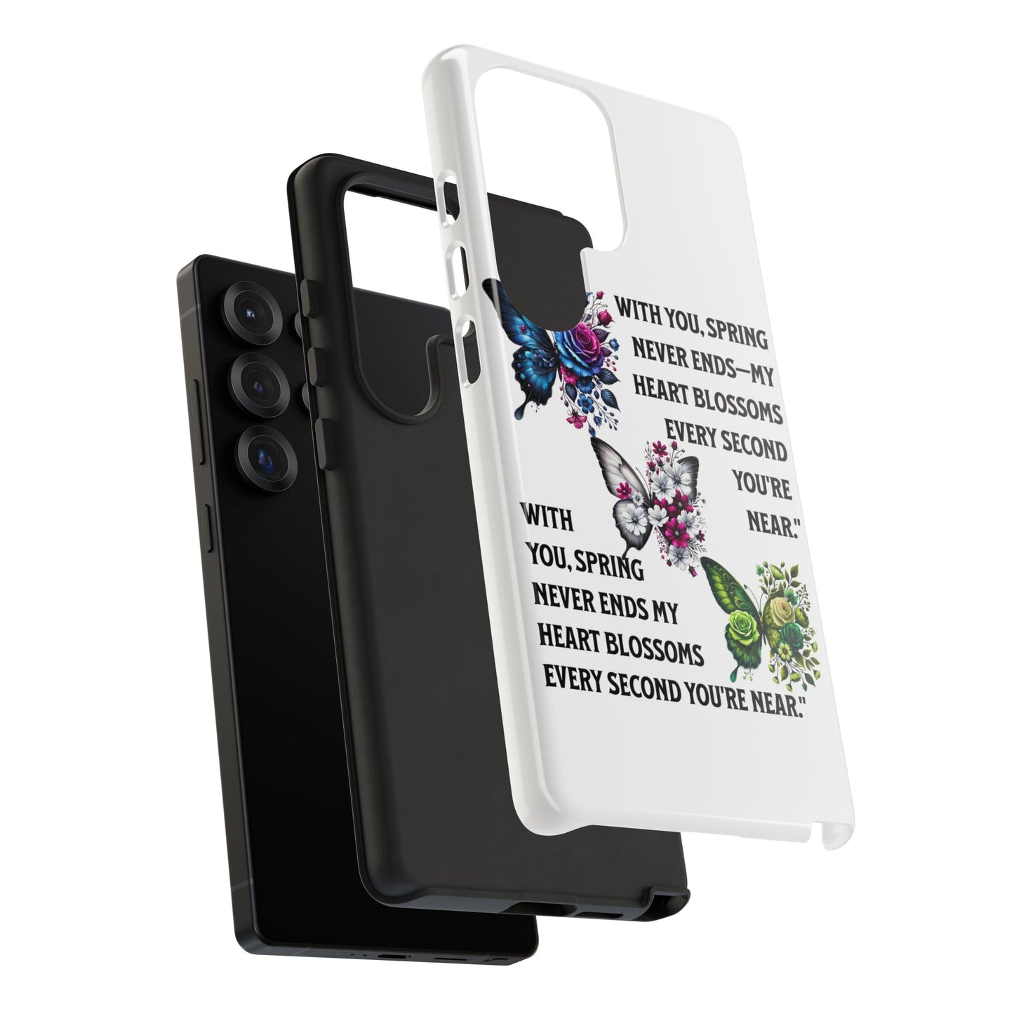 Floral Phone Case for Spring Lovers, Tough Cases, Inspirational Gift, Mother's Day Present, Floral Art Case, Butterfly Decor