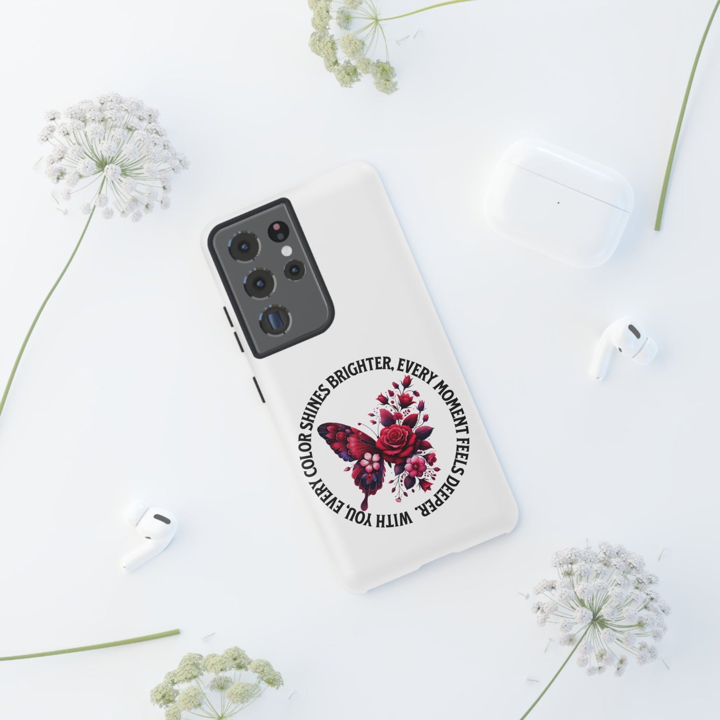 Artistic Phone Case with Butterfly and Quote, Gift for Nature Lovers, Stylish Accessory for All Occasions, Trendy Phone Cover, Floral [...]