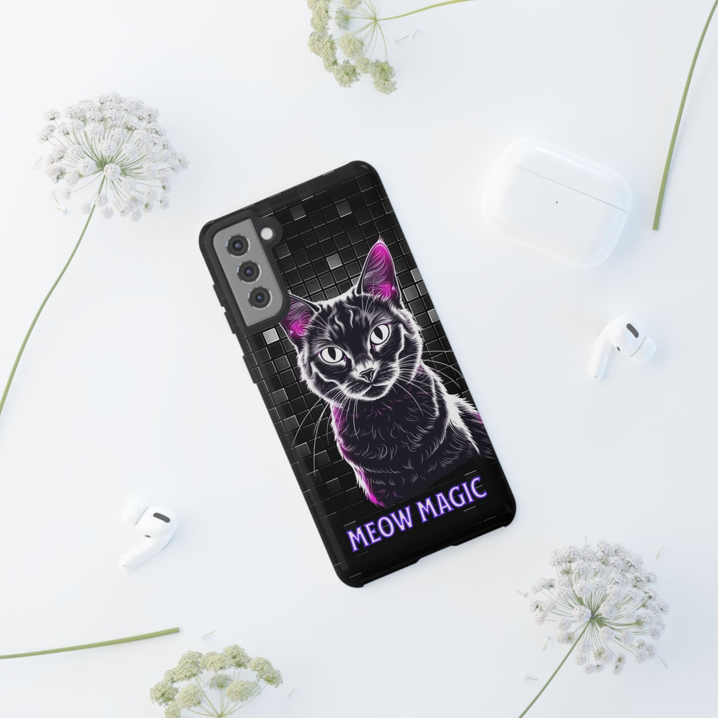 Cat Phone Case - Meow Magic, Cute Cat Lover Gift, Cat Mom Accessory, Pet-Themed Phone Cover, Stylish Cat Art Case