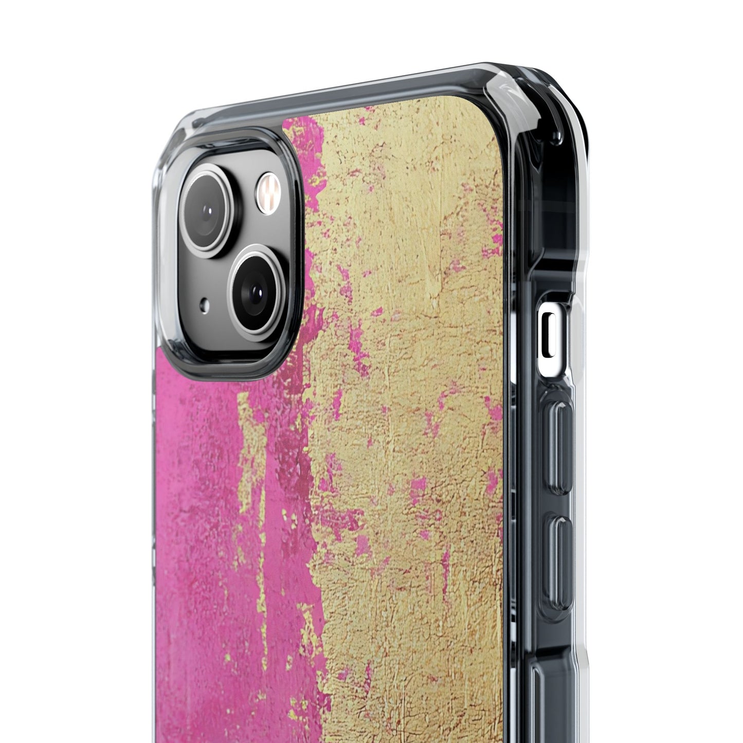Stylish Magnetic Phone Case, Pink and Gold Phone Cover, Clear Impact Case for iPhone, Trendy Phone Accessories, Unique Gift Idea