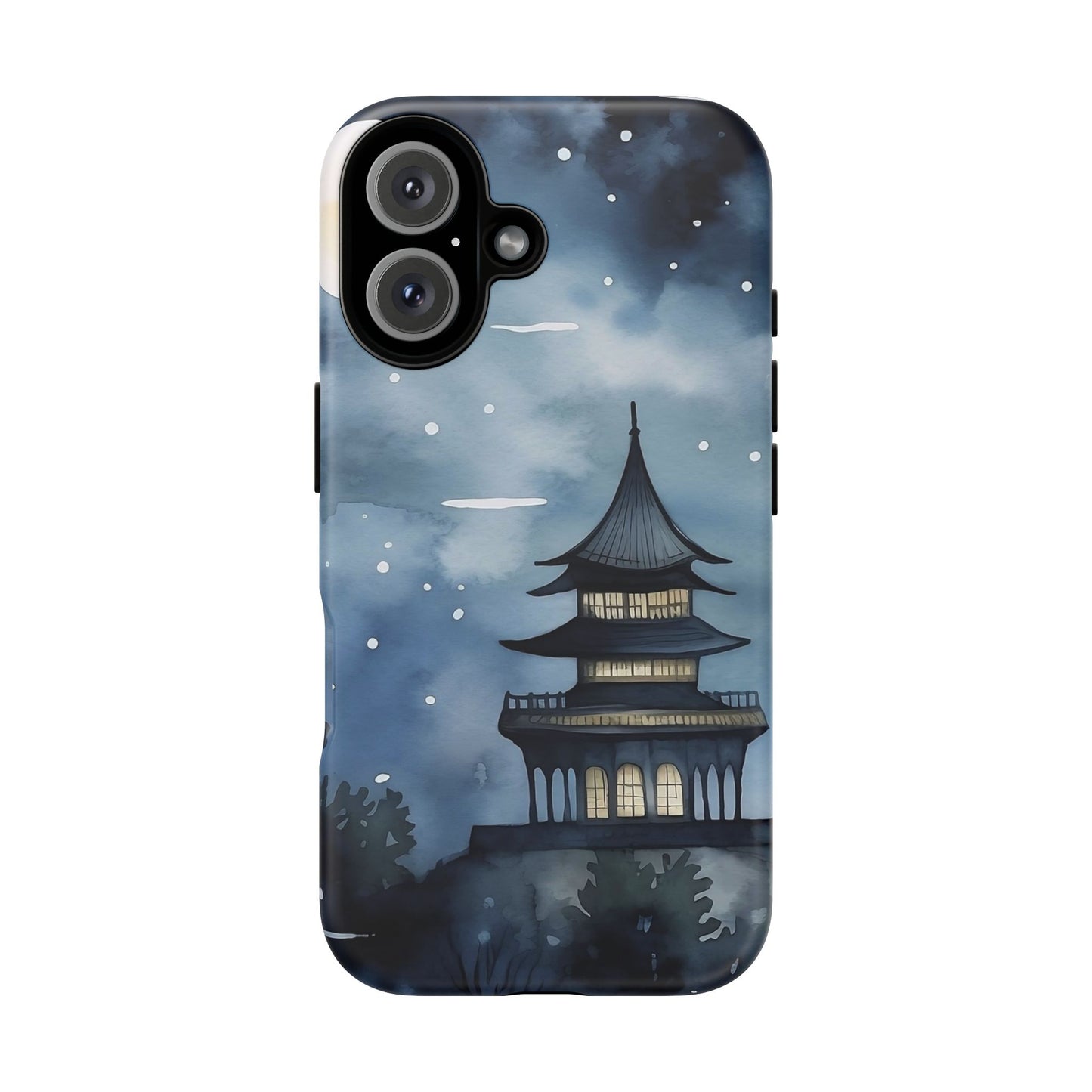 Winter Themed Phone Case, Night Sky Cell Phone Cover, Cozy Snowy Scene, Gift for Nature Lovers, Customizable Case