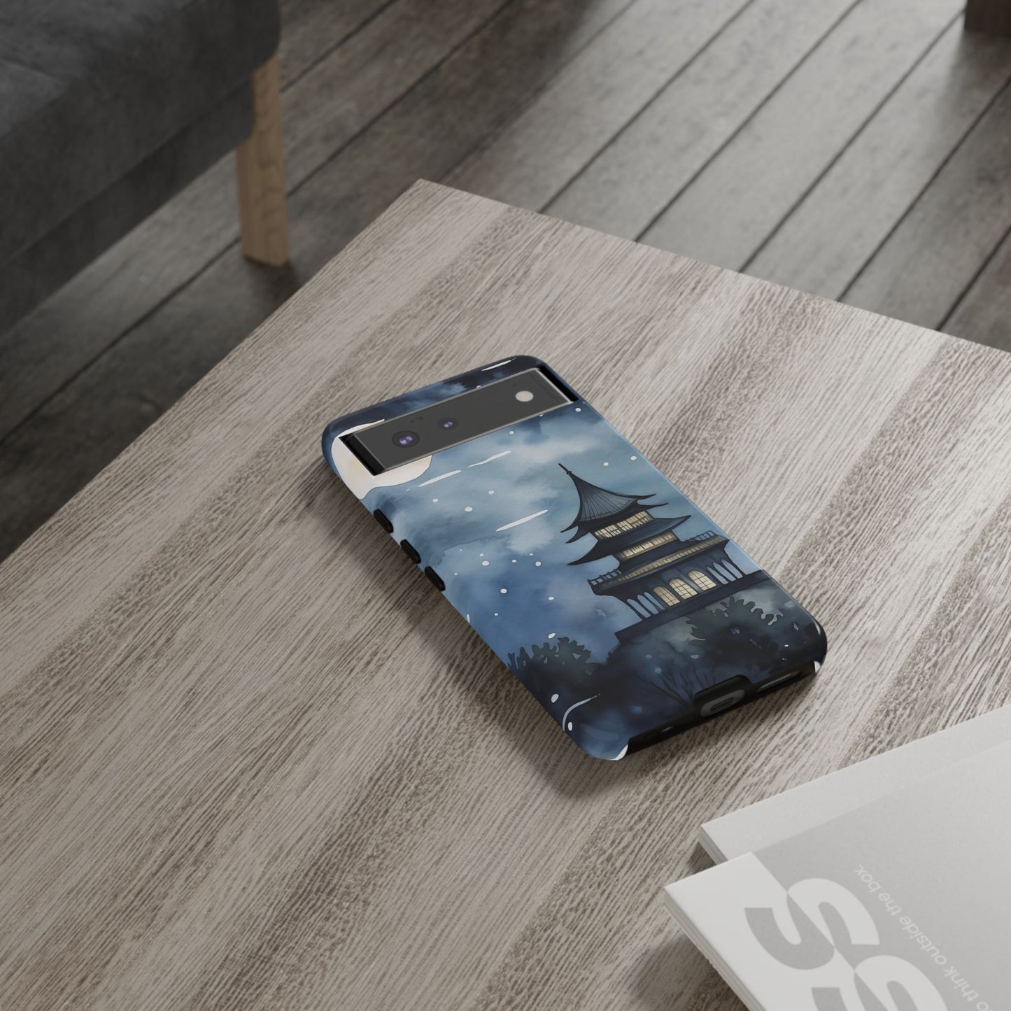 Winter Themed Phone Case, Night Sky Cell Phone Cover, Cozy Snowy Scene, Gift for Nature Lovers, Customizable Case