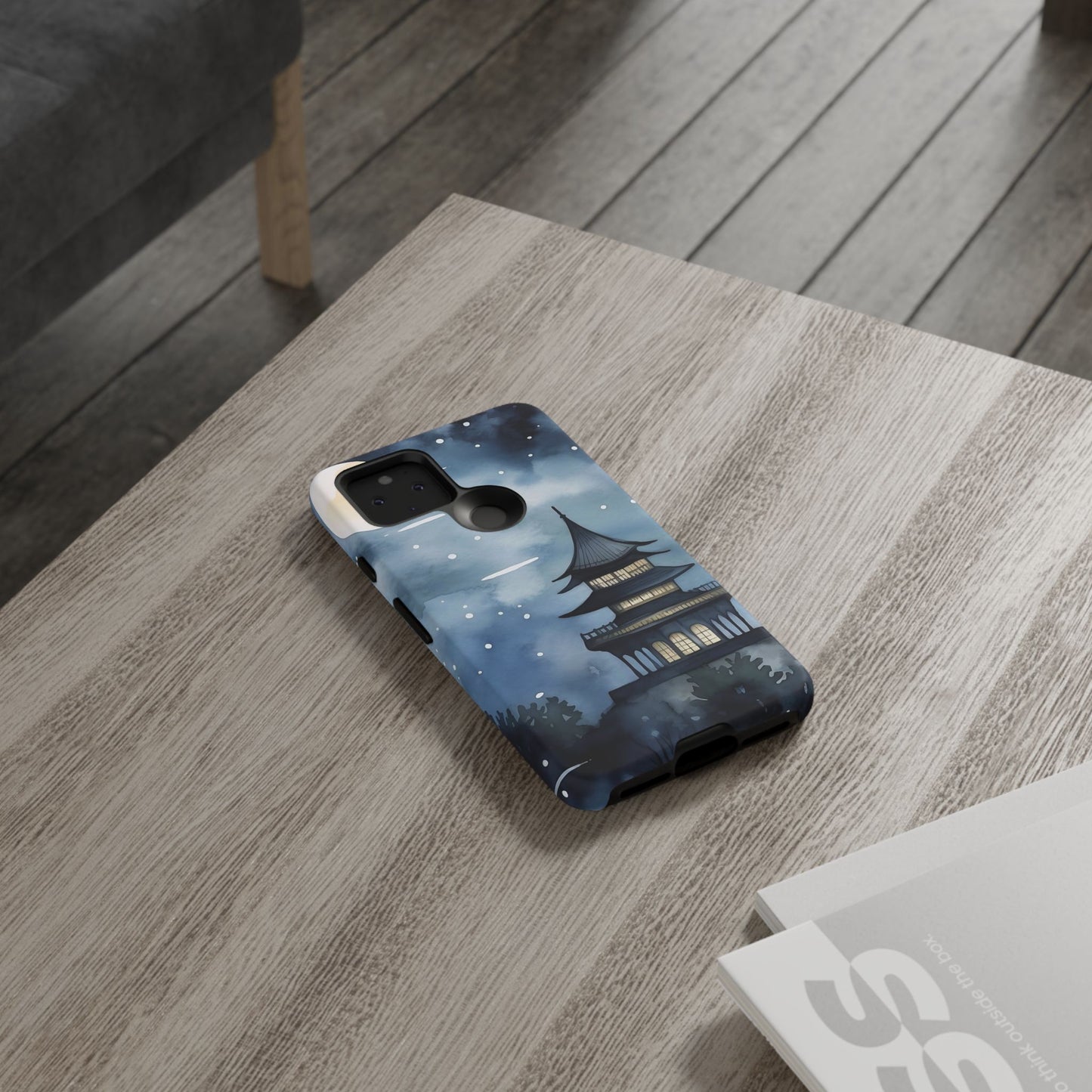 Winter Themed Phone Case, Night Sky Cell Phone Cover, Cozy Snowy Scene, Gift for Nature Lovers, Customizable Case