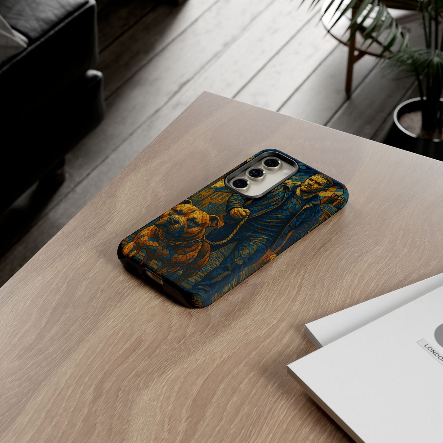 Bold Art Phone Case - Tough Cases for Dog Lovers, Unique Gift for Pet Owners, Phone Accessories for Him, Vibrant Dog Design, Stylish [...]Urban Mosaic Pitbull iPhone Case