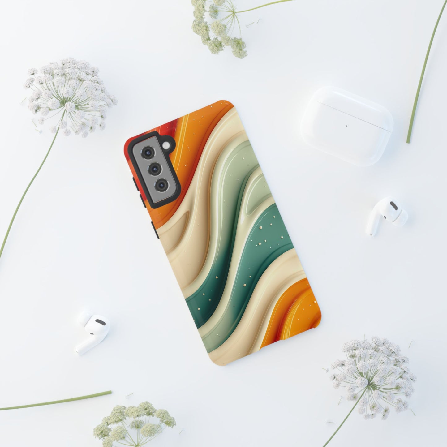 Retro Phone Case, Abstract Floral Design, Trendy Mobile Cover, Modern Tech Accessories, Gift for Her