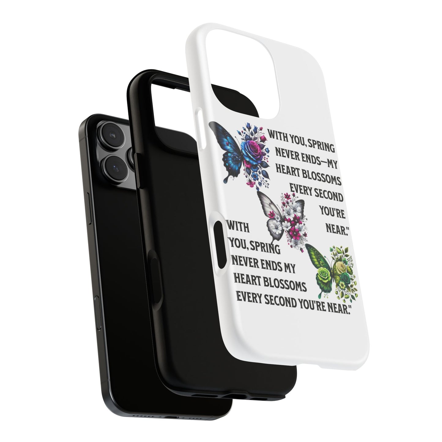 Floral Phone Case for Spring Lovers, Tough Cases, Inspirational Gift, Mother's Day Present, Floral Art Case, Butterfly Decor