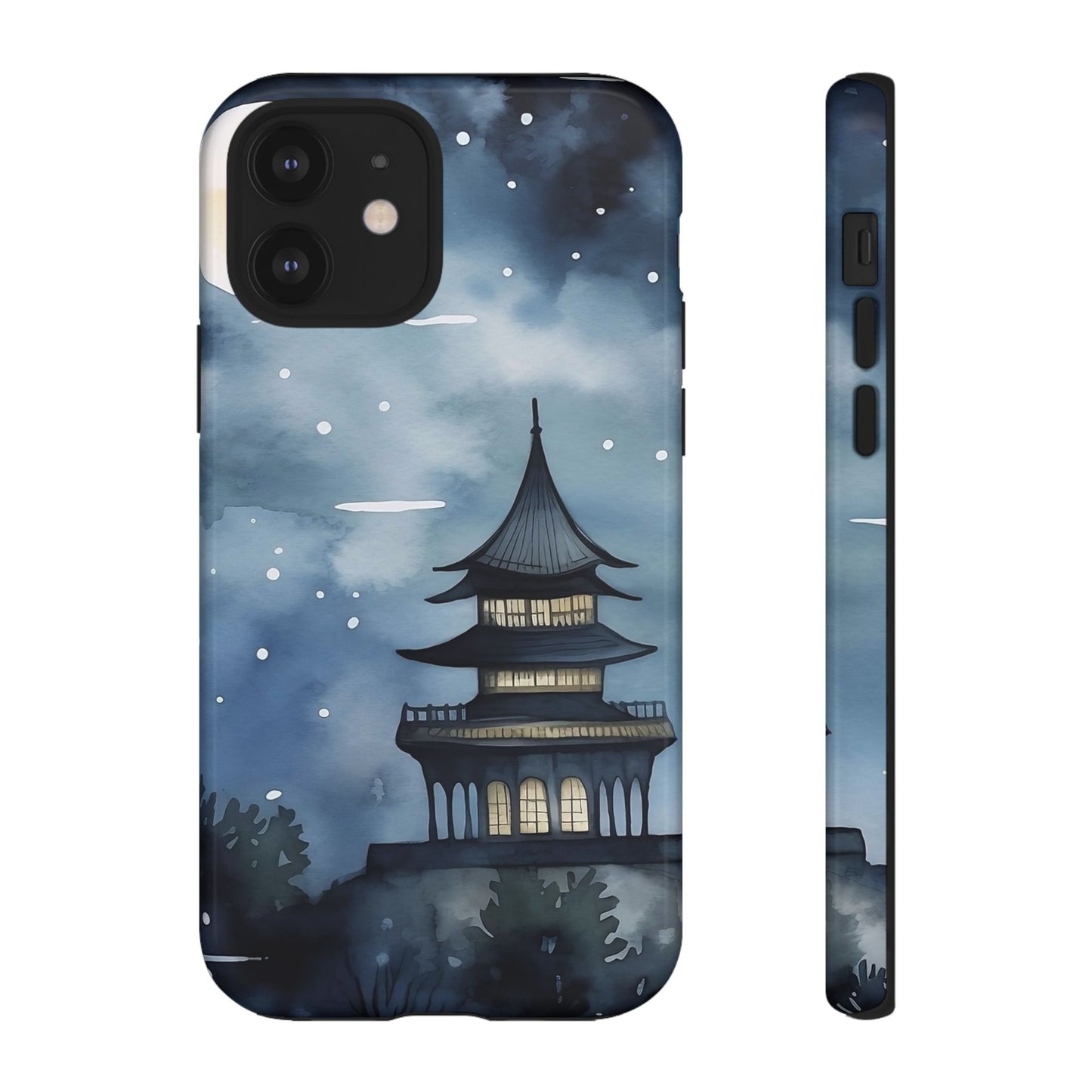 Winter Themed Phone Case, Night Sky Cell Phone Cover, Cozy Snowy Scene, Gift for Nature Lovers, Customizable Case