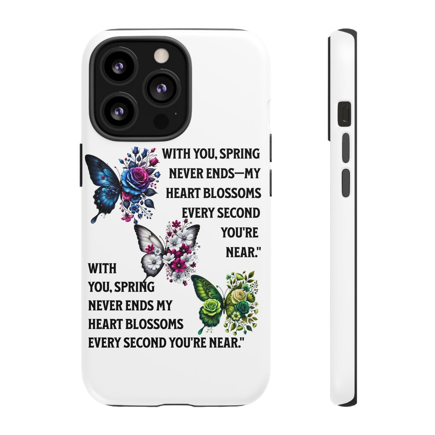 Floral Phone Case for Spring Lovers, Tough Cases, Inspirational Gift, Mother's Day Present, Floral Art Case, Butterfly Decor