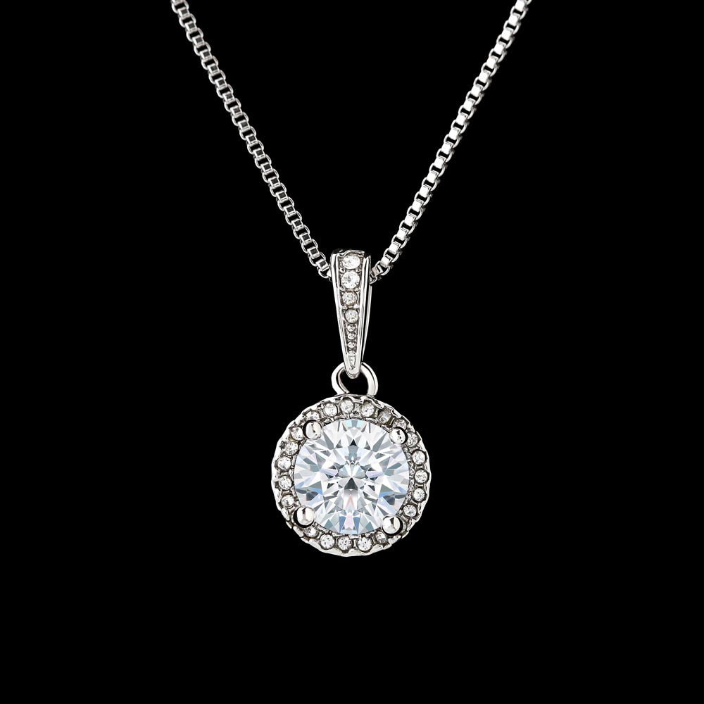 14K White Gold Cushion Cut Pendant – Sparkling Gift for Her