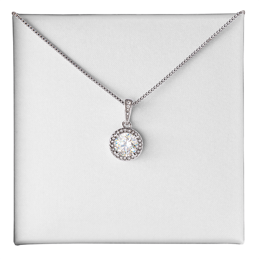 14K White Gold Cushion Cut Pendant – Sparkling Gift for Her