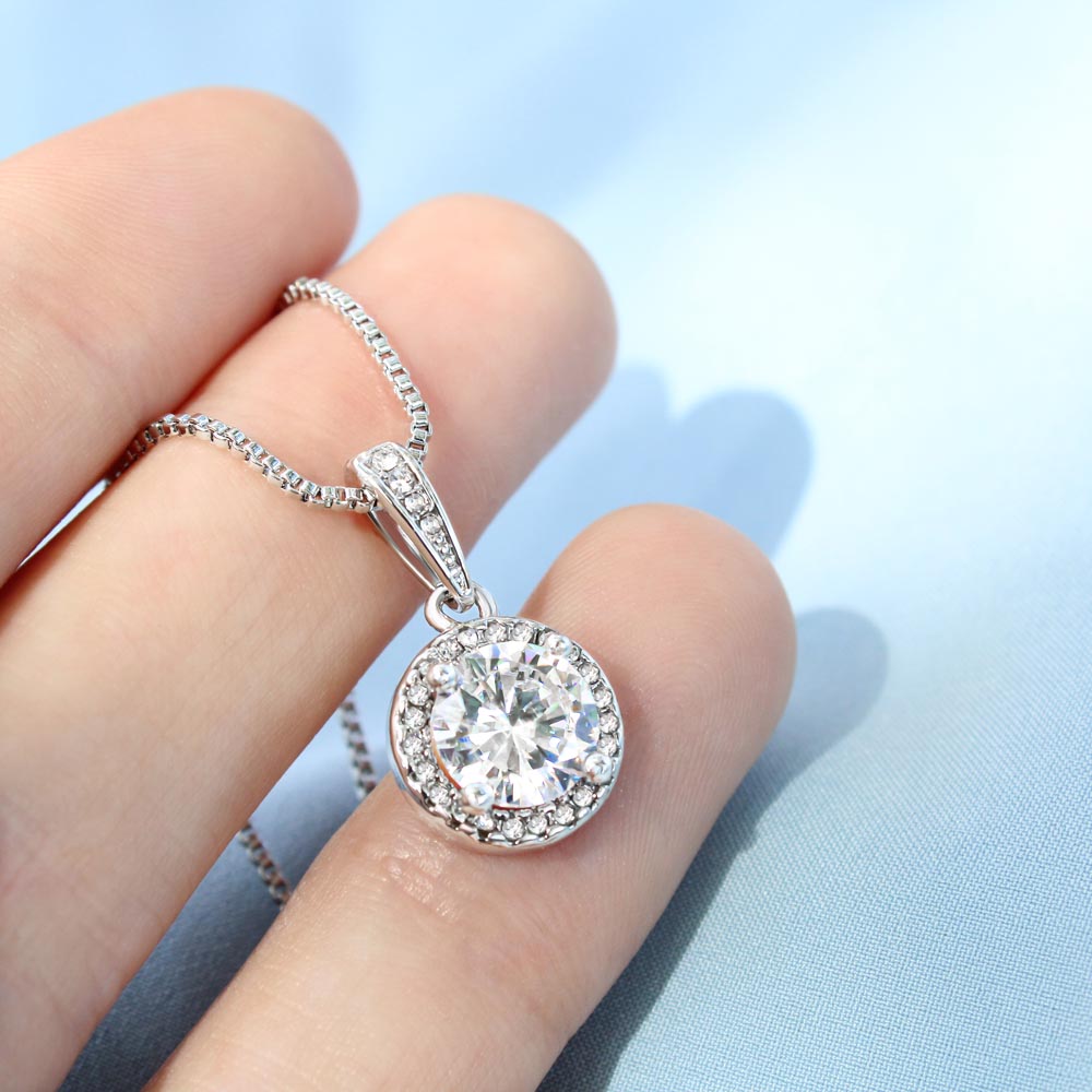 14K White Gold Cushion Cut Pendant – Sparkling Gift for Her