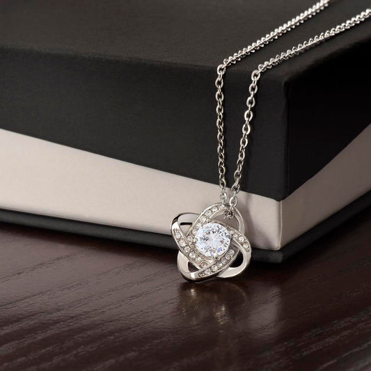Elegant Love Knot Necklace – Sparkling Cubic Zirconia Pendant for Meaningful Gifts