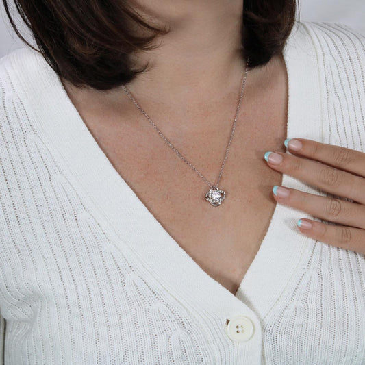 Elegant Love Knot Necklace – Sparkling Cubic Zirconia Pendant for Meaningful Gifts