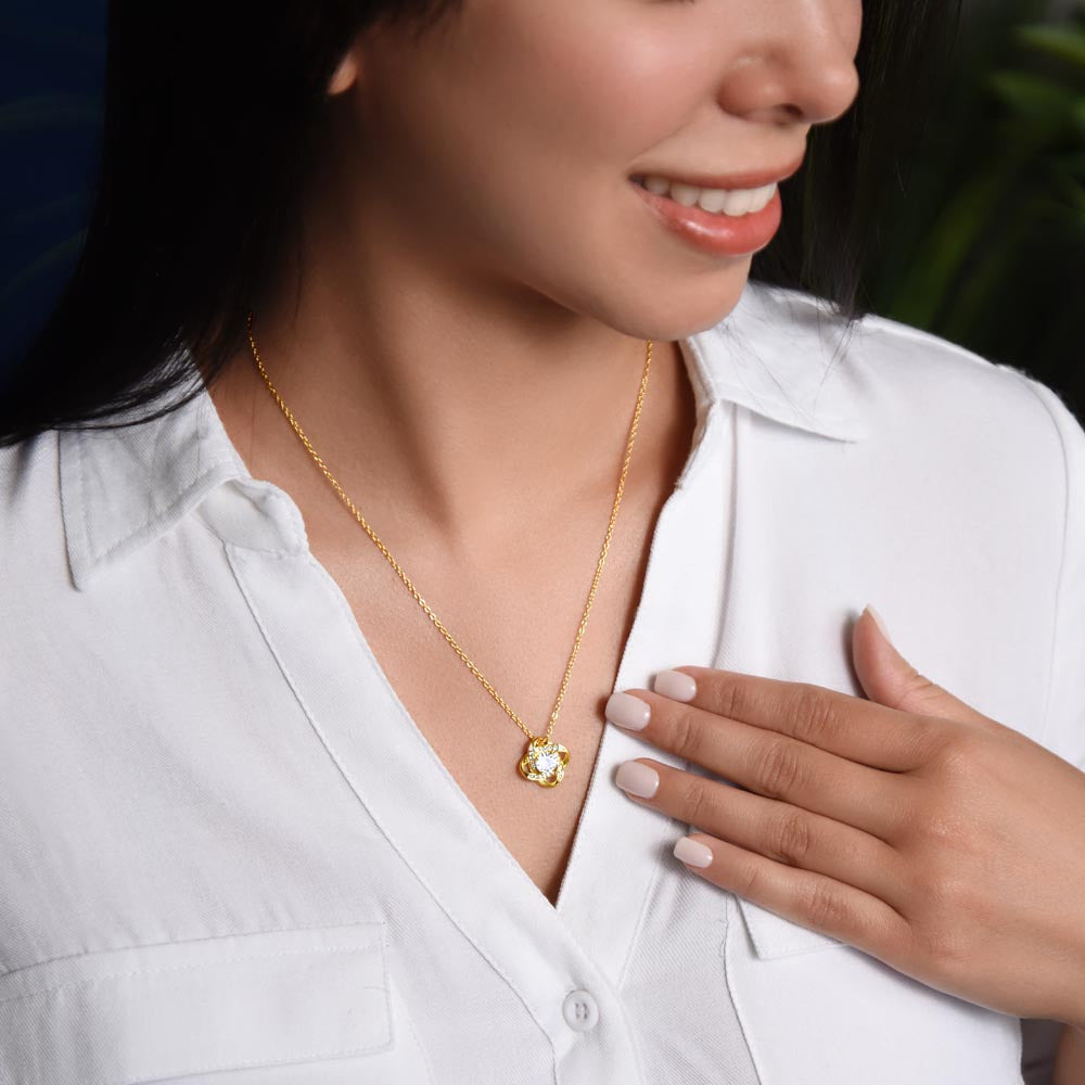 Elegant Love Knot Necklace – Sparkling Cubic Zirconia Pendant for Meaningful Gifts