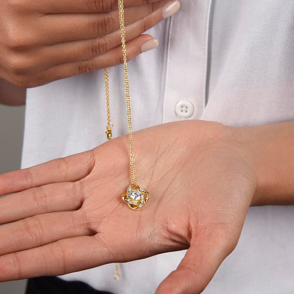 Elegant Love Knot Necklace – Sparkling Cubic Zirconia Pendant for Meaningful Gifts