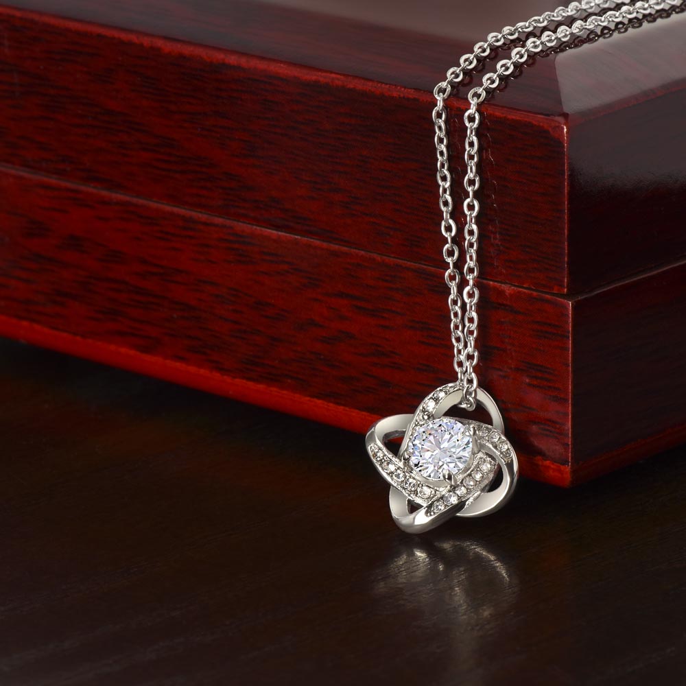 Elegant Love Knot Necklace – Sparkling Cubic Zirconia Pendant for Meaningful Gifts
