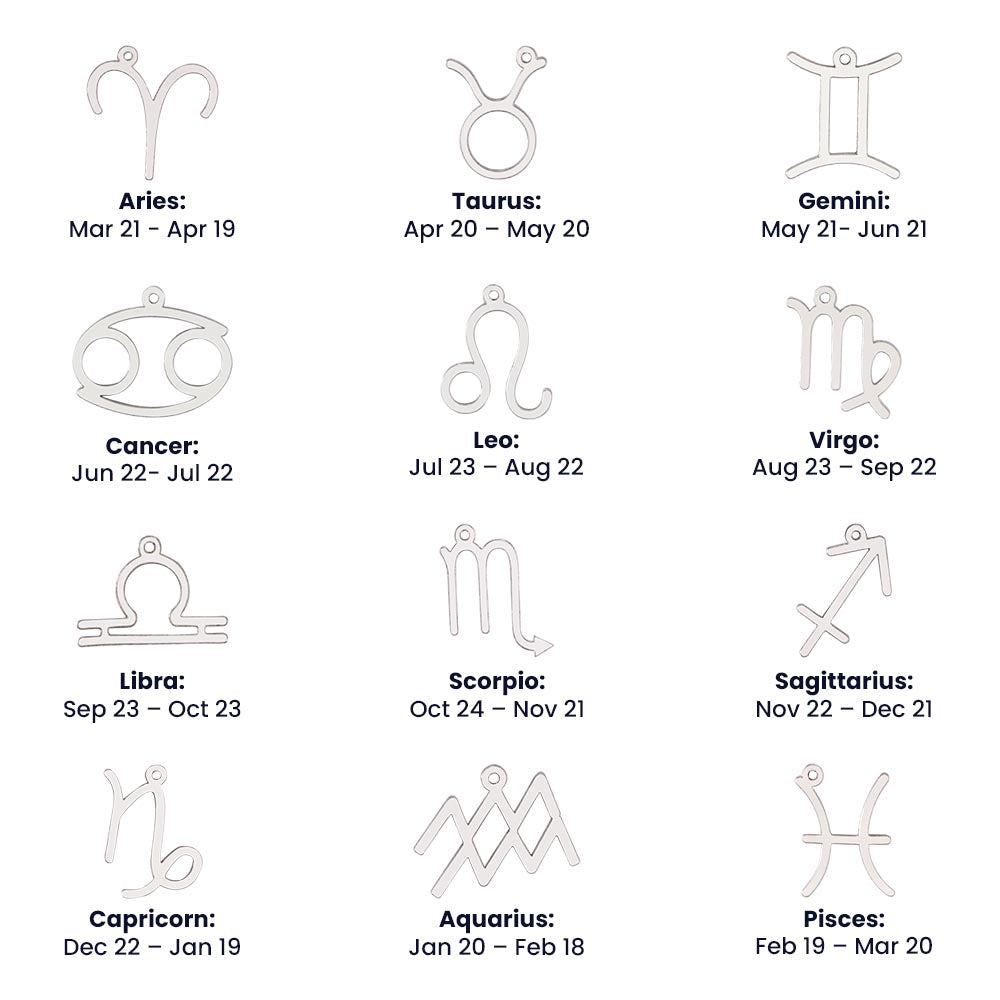 Zodiac Sign Necklace Minimalist Astrology Pendant Jewelry Gift for All 12 Horoscope Signs