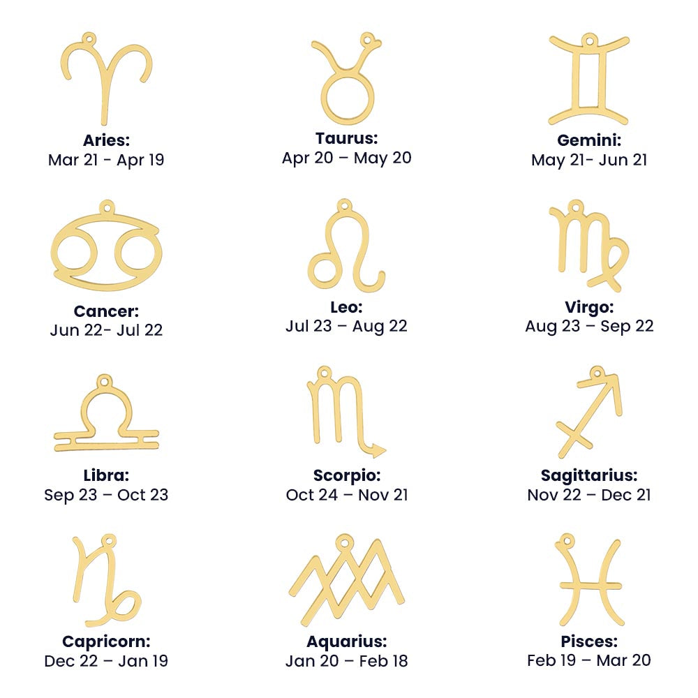 Zodiac Sign Necklace Minimalist Astrology Pendant Jewelry Gift for All 12 Horoscope Signs